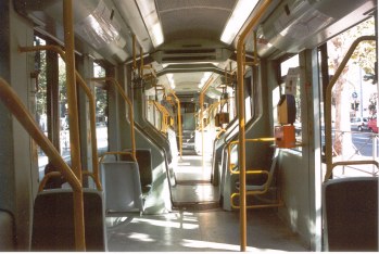 Cityway Roma I: Fahrgastraum von Wagen Nr. 9104 (03.10.2001); Colli Portuensi