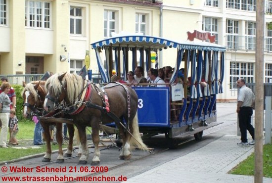 Pferdebahnwagen Typ o Nr. 273, MVG Museum, Fahrt zum Stadtgrndungstag, 21.06.2009: Foto:  Walter Schneid