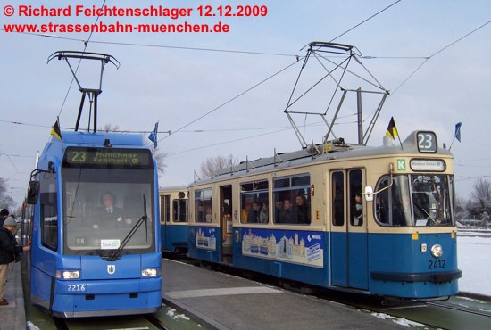 R3.3 2216, M4-Zug 2412+3407, Schwabing Nord, 12.12.2009;  Richard Feichtenschlager