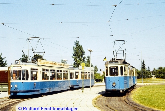 M5.65 2517 Linie L12 + F2.10 642 Einsatzlinie, Olympiaschleife, 26.06.1976;
 Richard Feichtenschlager
